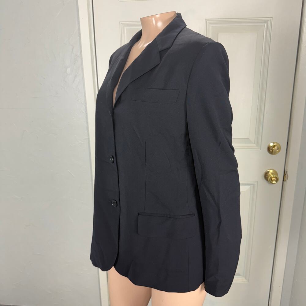 Vintage Helmut Lang Women's Jacket 42 Wool Navy B… - image 2